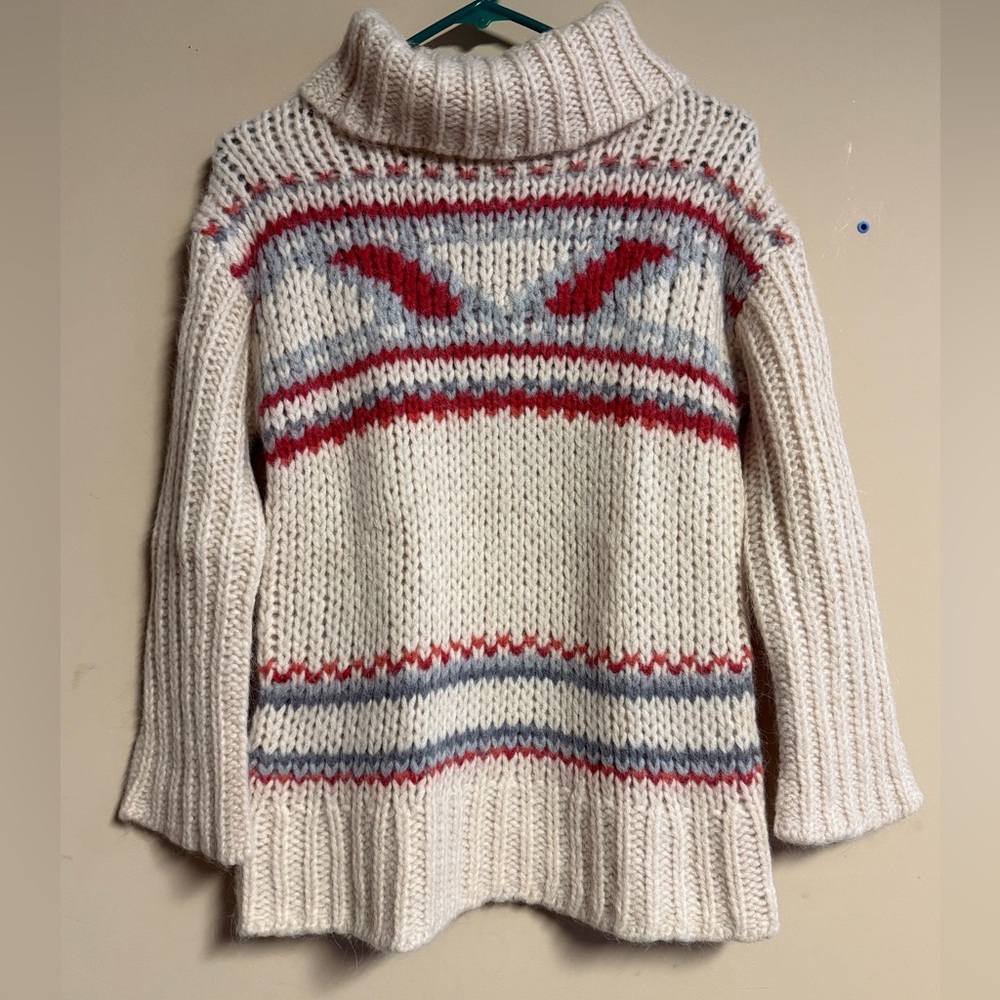 Temperance White and Red Knit Turtleneck Sweater
Size XS ( Oversized )
